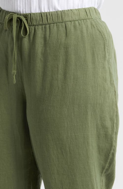 Caslonr Caslon(r) Tie Waist Taper Linen Pants In Green Bronze