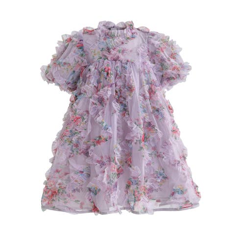 Lavender Garden Ruffle Occasion Dress