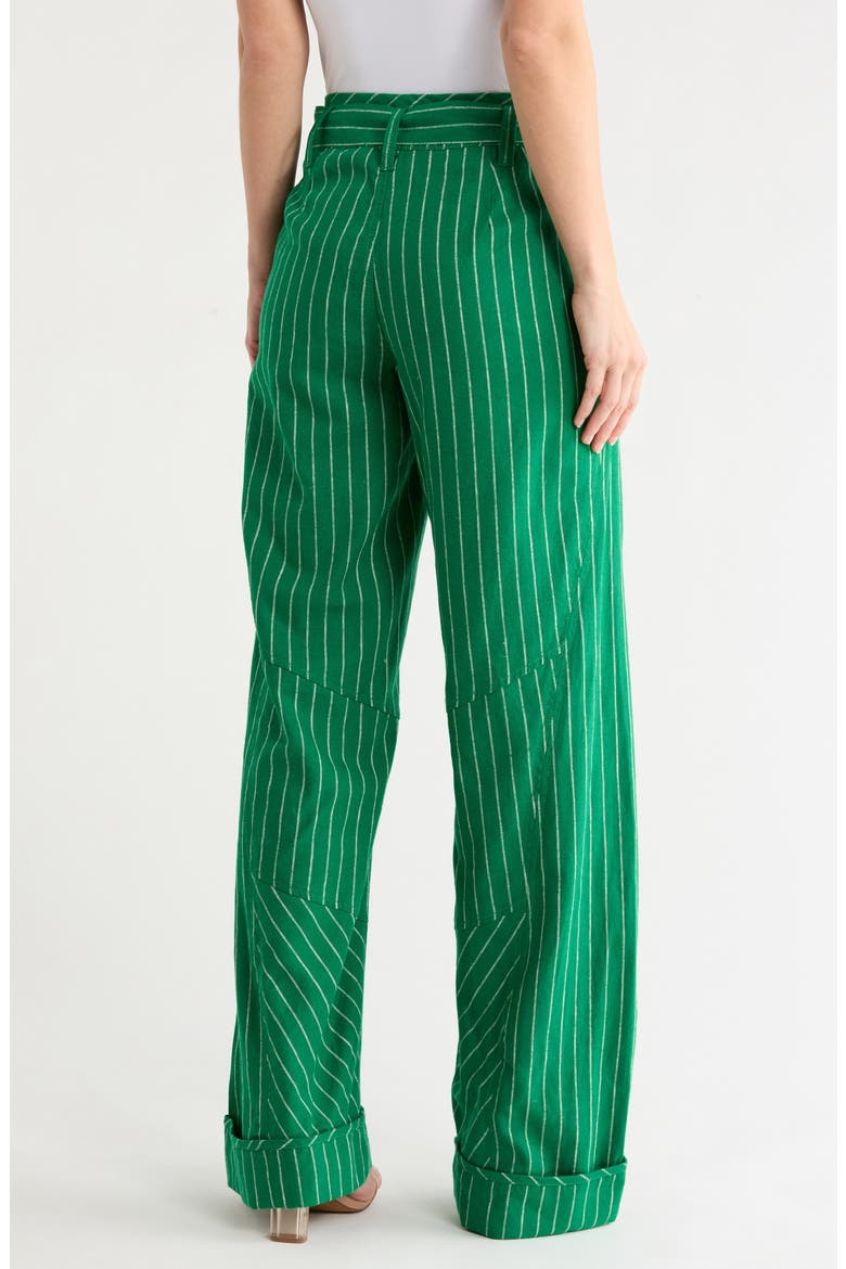 Raise the Stakes Pinstripe Belted Pants, Alternate, color, GREEN