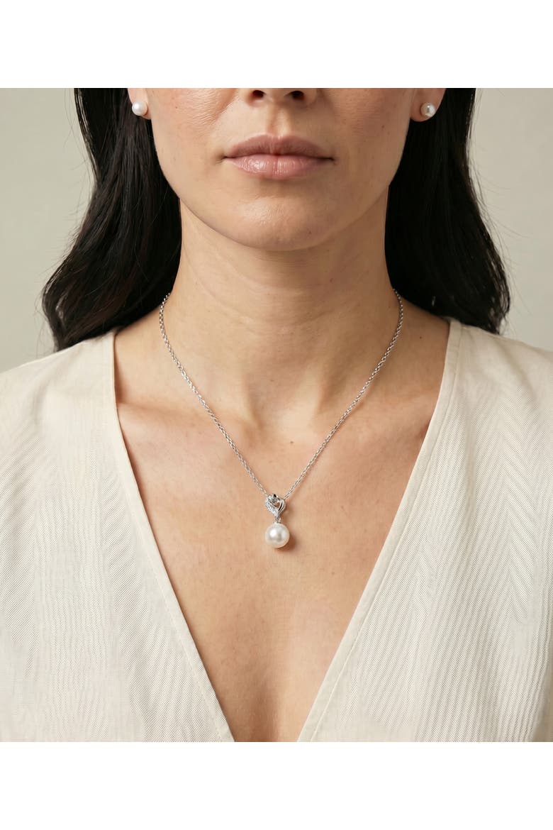 White South Sea Pearl & Diamond Melissa Pendant, Alternate, color, White Gold