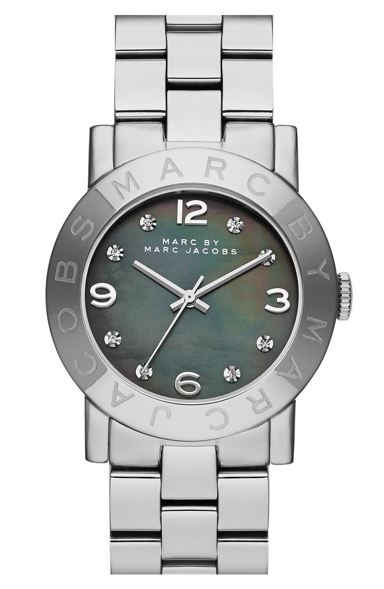 Marc Jacobs 'Amy' Mother-of-Pearl Dial Watch, 37mm, Main, color, 
