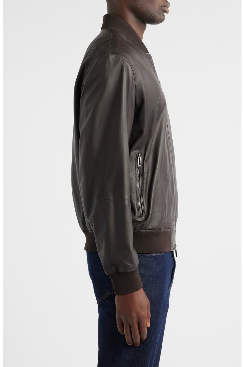 Leather Bomber Jacket, Alternate, color, BROWN