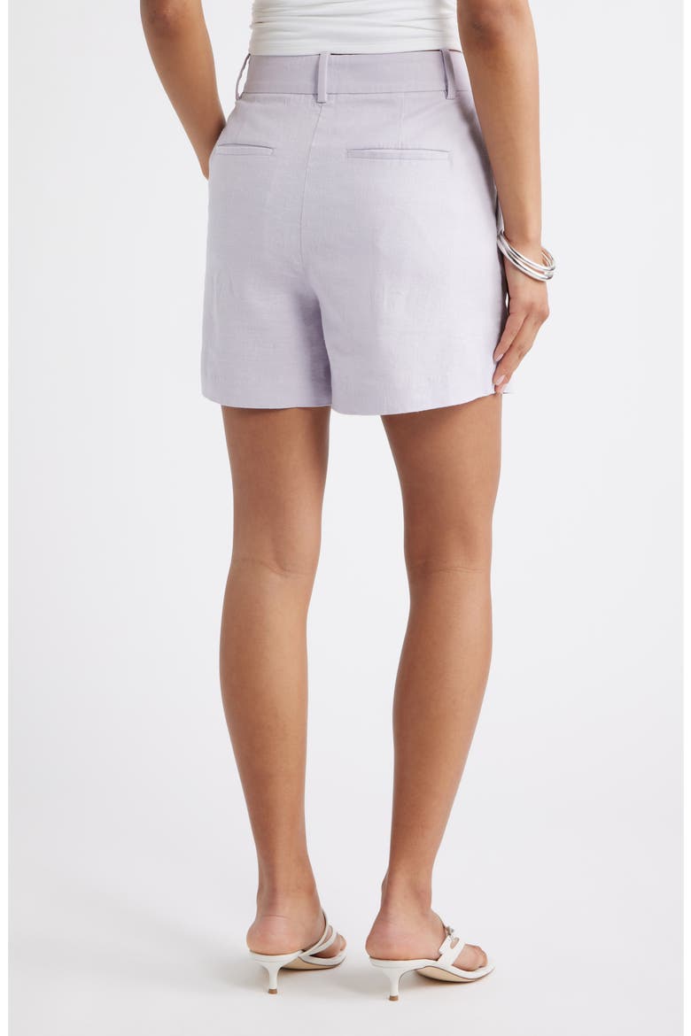 Everyday Pleated Linen Blend Shorts, Alternate, color, PURPLE EVENING