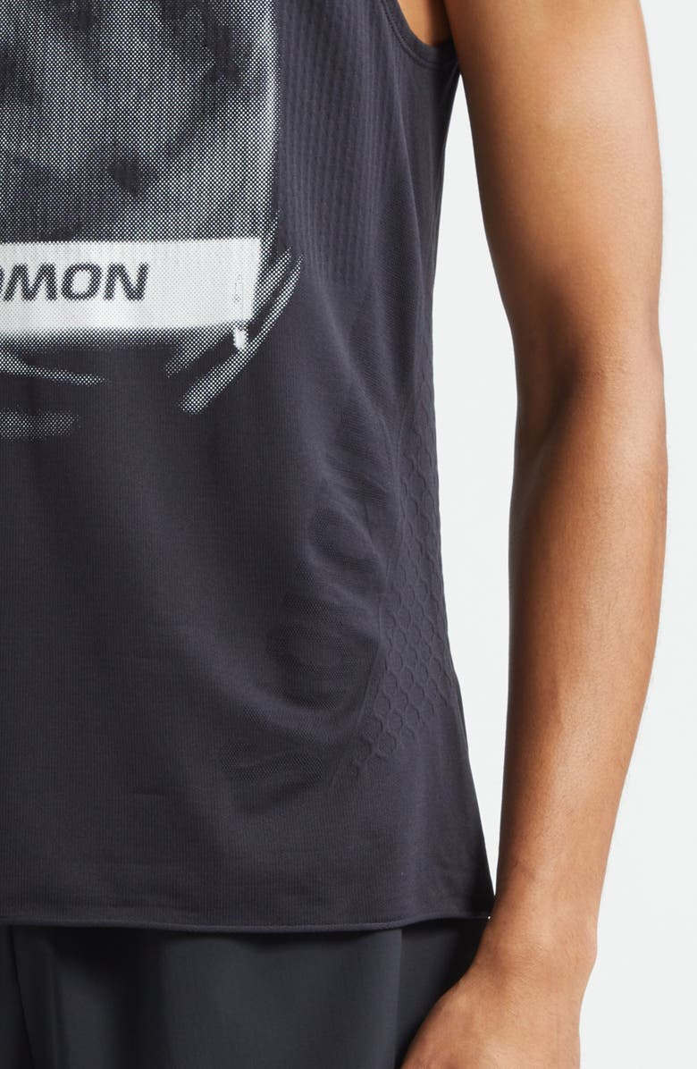 MM6 Maison Margiela x Salomon Numeric Logo Performance Tank, Alternate, color, Deep Black