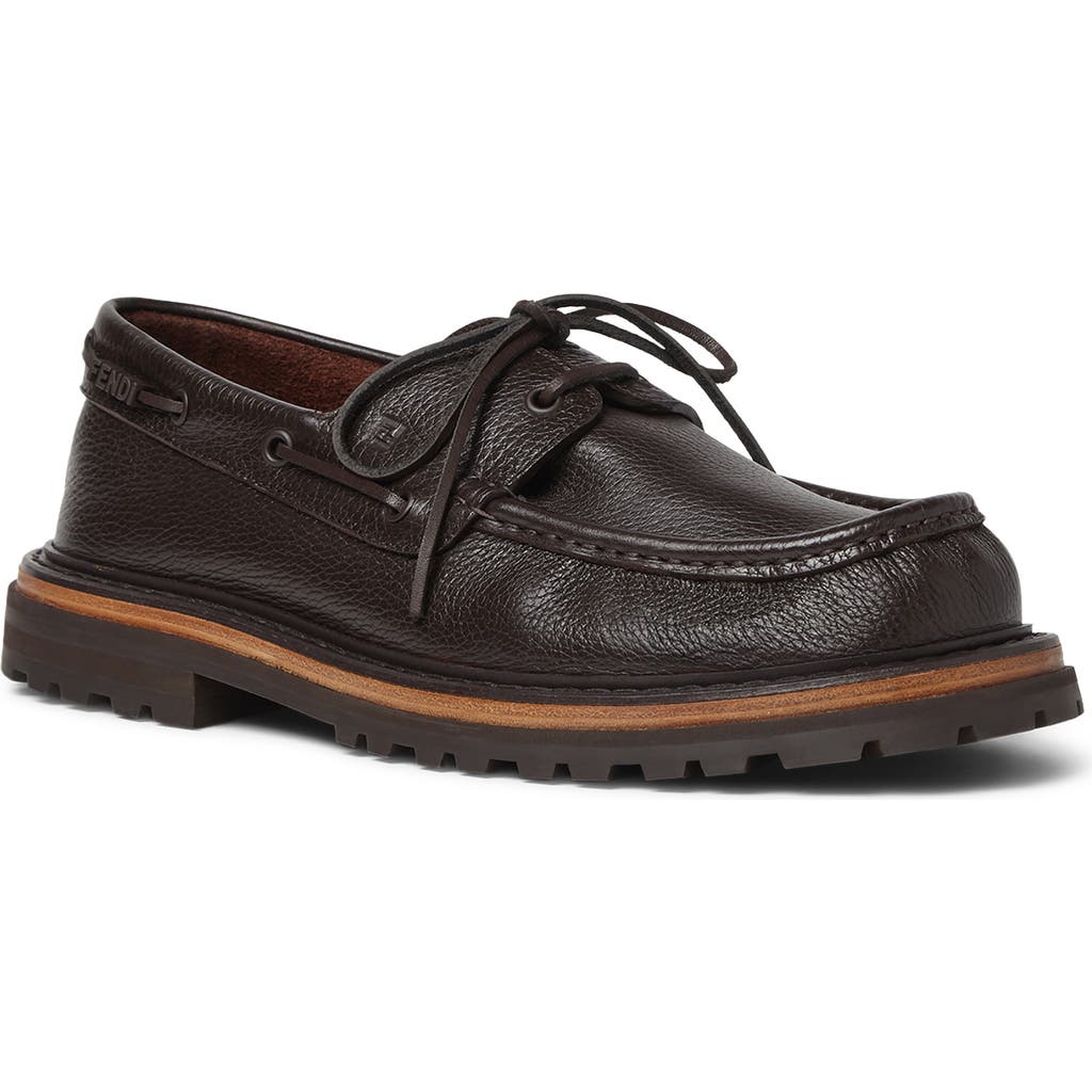 Fendi Moc Toe Boat Shoe in Mokal Brown Cadb Moc Ta at Nordstrom, Size 10