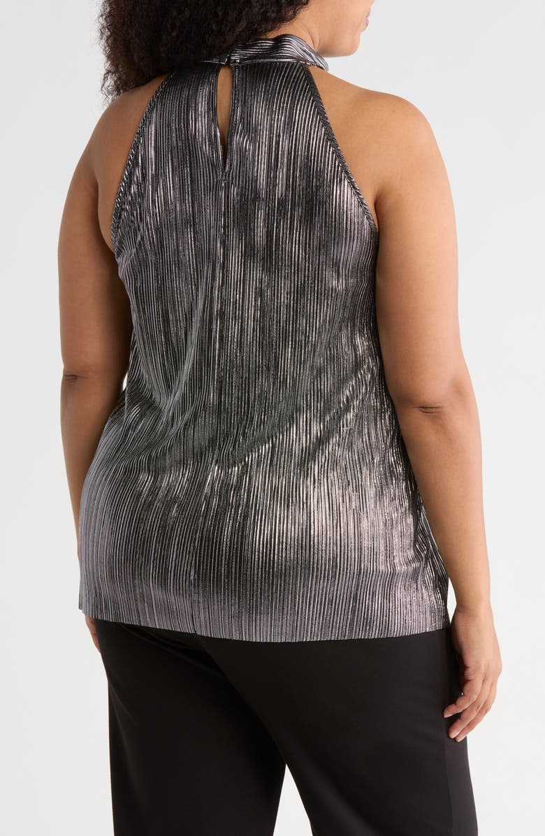 TASH AND SOPHIE Pleated Foil Top, Alternate, color, Silver