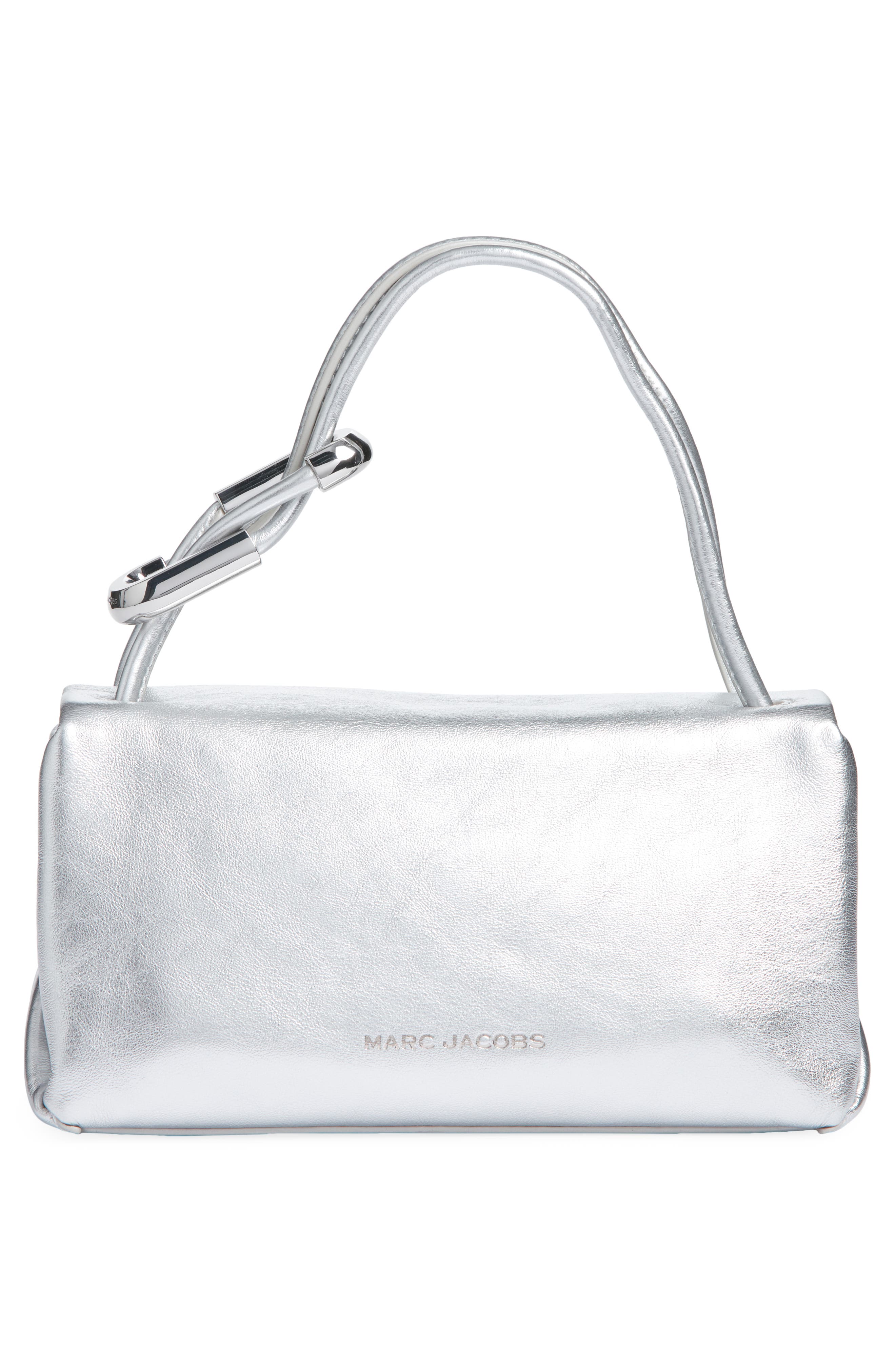 Marc Jacobs The Mini Dual Metallic Leather Handbag, Alternate, color, Silver