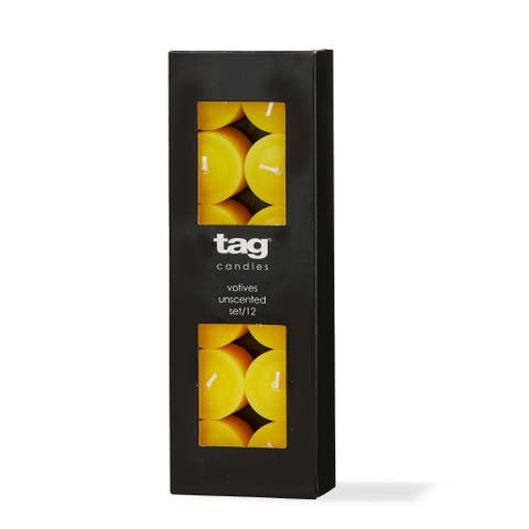 Color Studio Yellow Votive Candles Set of 12 Smokeless Wax
