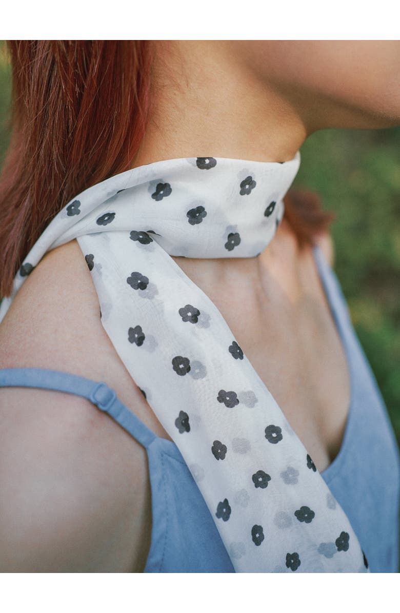 Lost Pattern "Petal Veil" Silk Chiffon Neck Scarf, Alternate, color, White