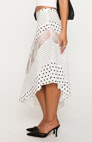 Princess Polly Rennar Asymmetrical Polka Dot Maxi Skirt
