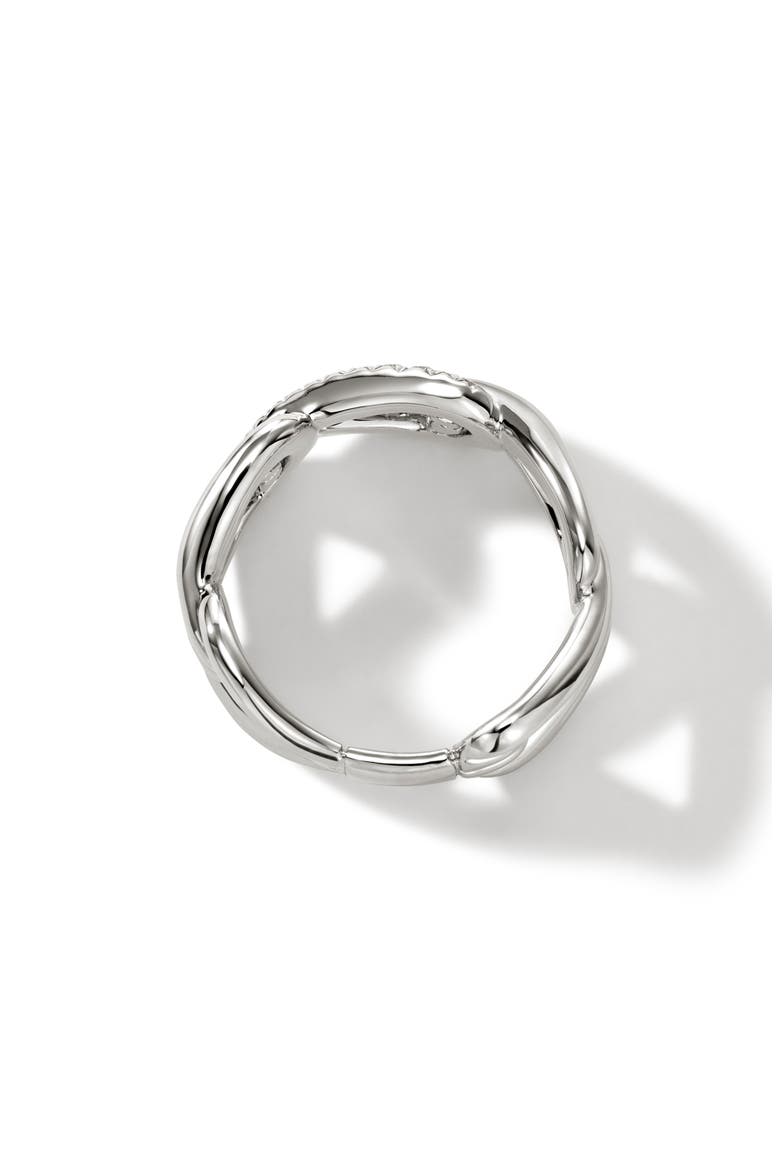Surf Pavé Diamond Link Ring, Alternate, color, SILVER