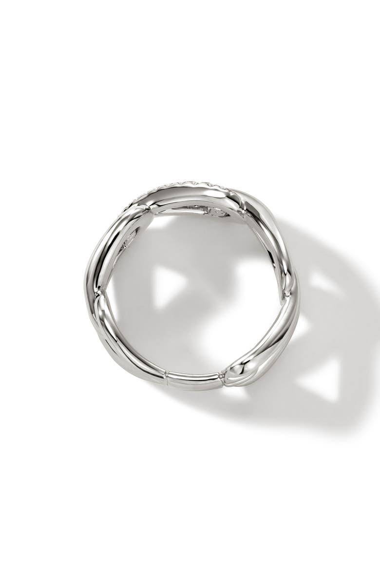 John Hardy Surf Pavé Diamond Link Ring, Alternate, color, Silver