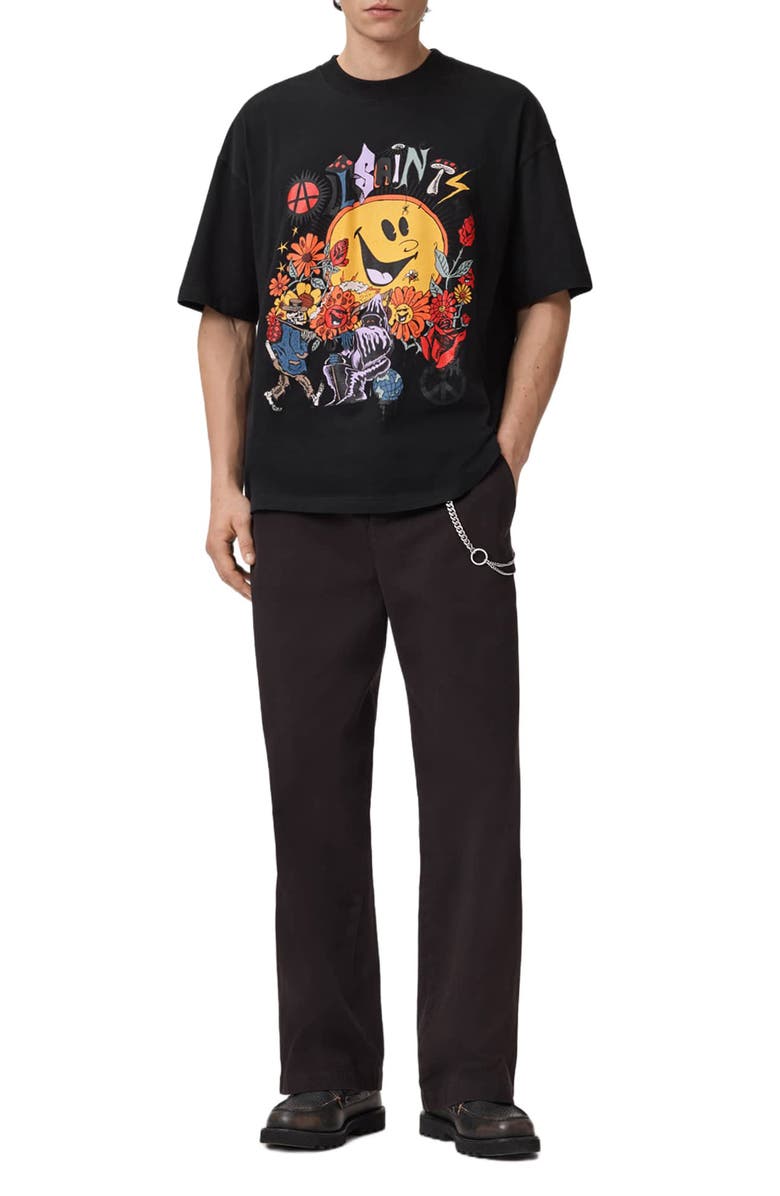 AllSaints Gardens Cotton Graphic T-Shirt, Alternate, color, Washed Black