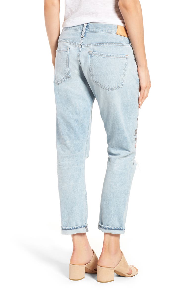 Emerson Slim Boyfriend Jeans, Alternate, color, DISTRESSED ROCK ON ROSES