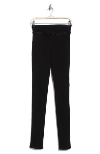 Shop Frame The Jetset Stacked Pencil Jeans In Sheen Noir