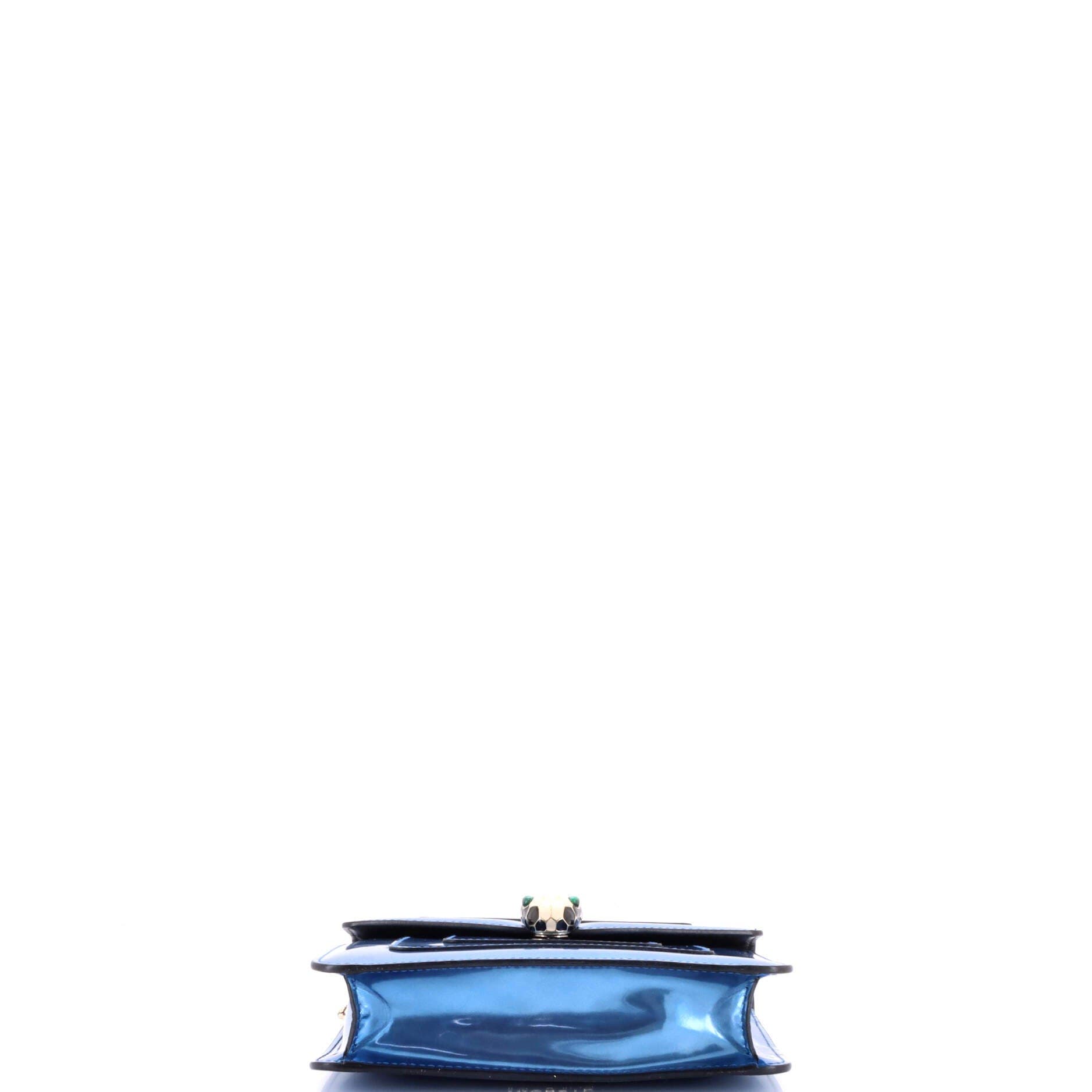 Serpenti Forever Square Shoulder Bag Metallic Leather Small, Alternate, color, Blue