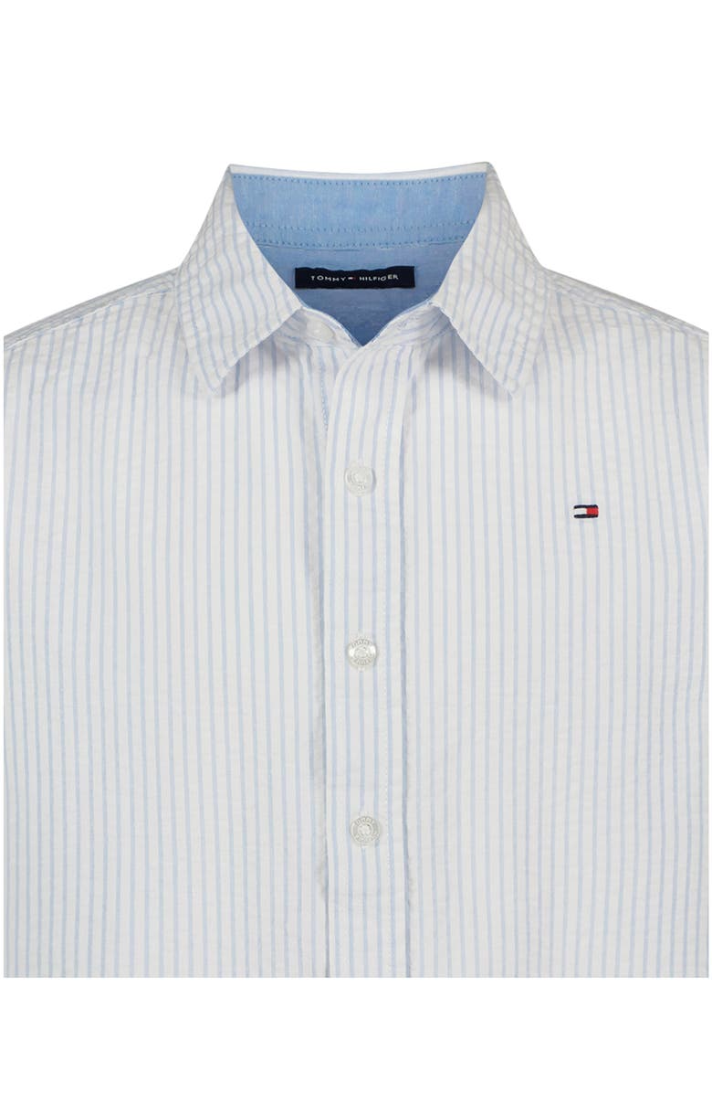 Tommy Hilfiger Kids' Seersucker Short Sleeve Button-Up Shirt, Alternate, color, 