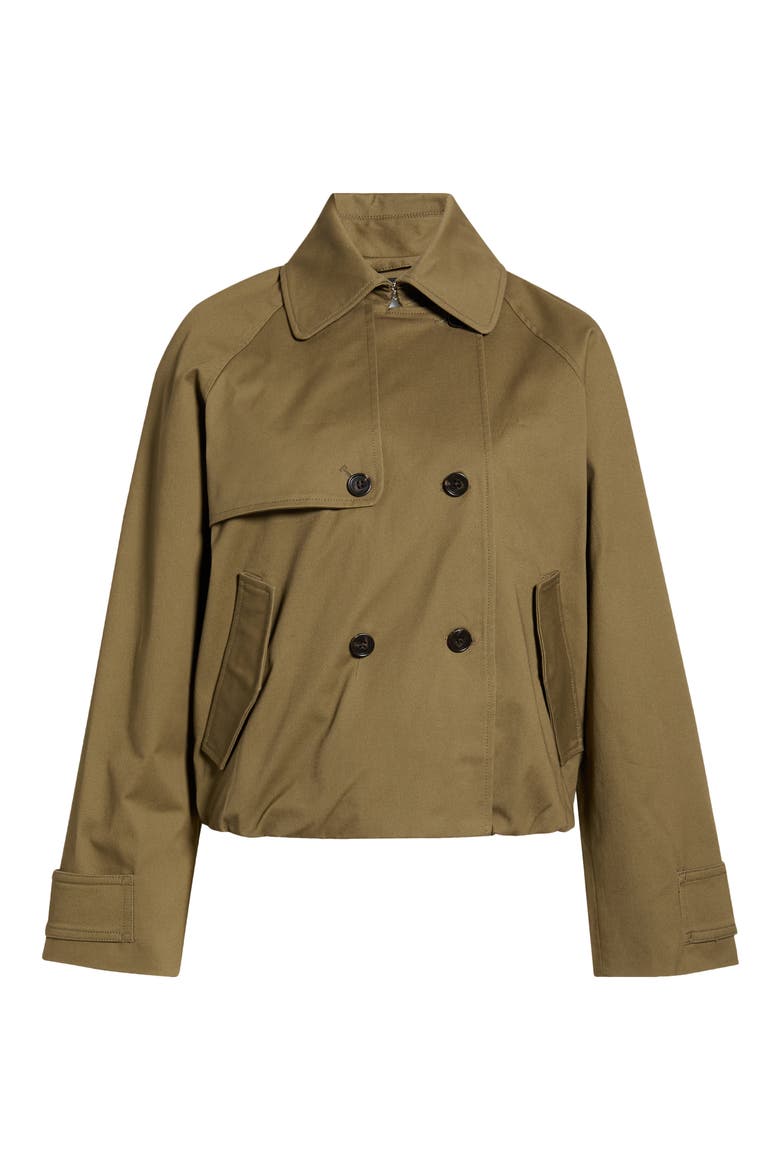 Jett Check Crop Trench Coat, Alternate, color, OLIVE
