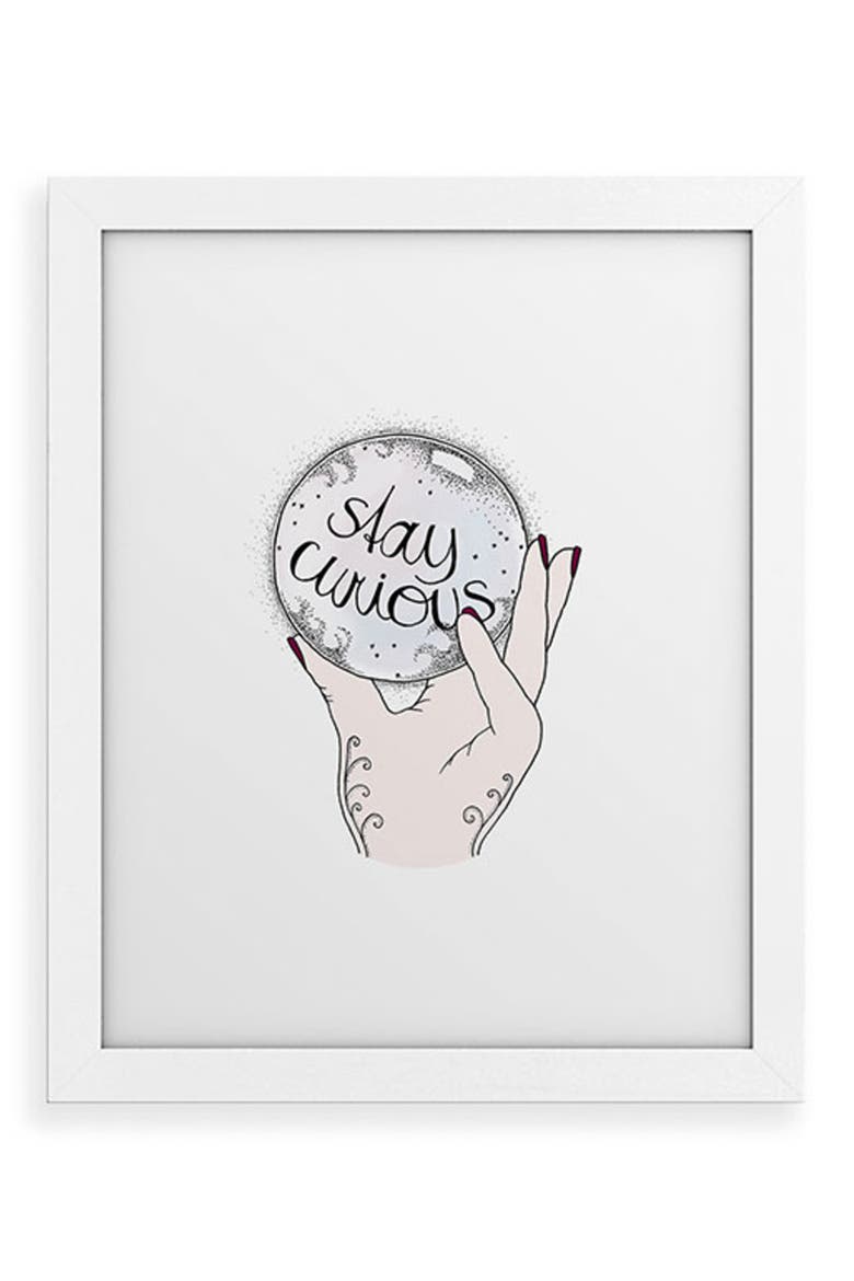 Stay Curious Framed Art Print, Main, color, WHITE FRAME 8X10