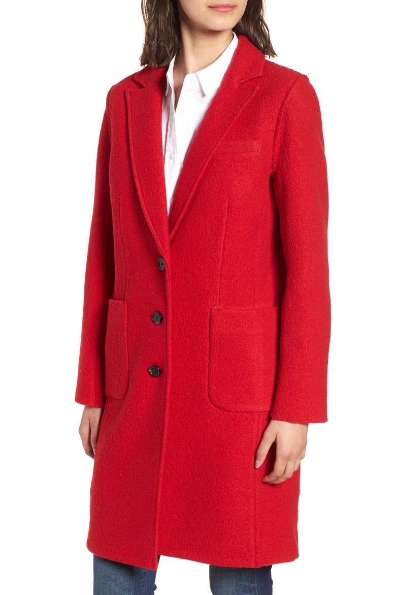 Olga Boiled Wool Topcoat, Alternate, color, BRIGHT RED