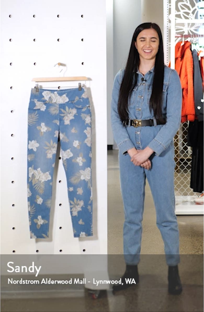 Tropical Orchid Denim Skimmer Leggings, sales video thumbnail