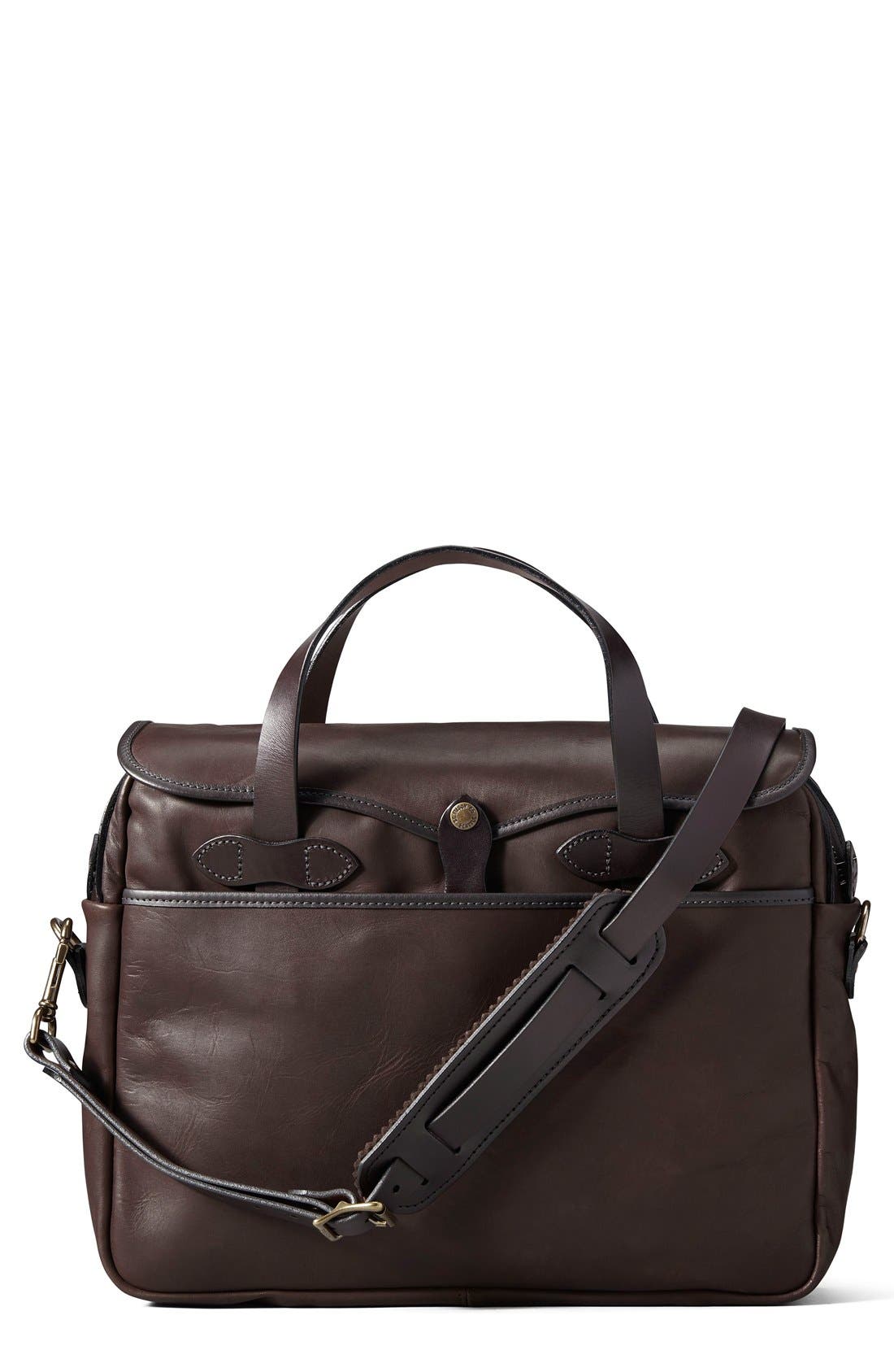 Filson Weatherproof Leather Briefcase, Main, color, 