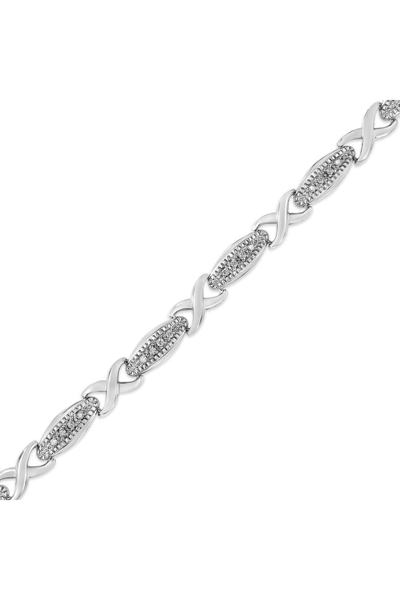 Silver 1/5 Cttw Round-Cut Diamond "X" Link Bracelet, Alternate, color, White
