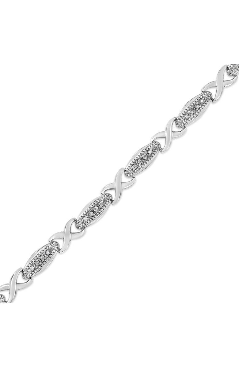 Haus of Brilliance Silver 1/5 Cttw Round-Cut Diamond "X" Link Bracelet, Alternate, color, White