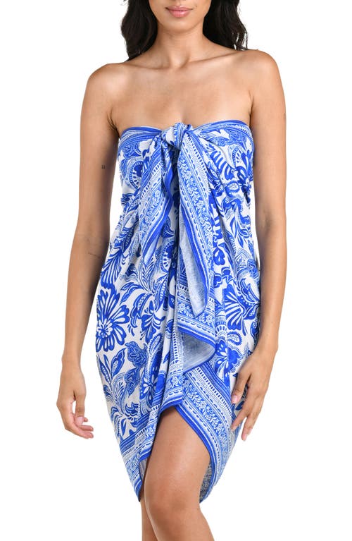 La Blanca Botanical Brocade Cover-up Pareo In Blue