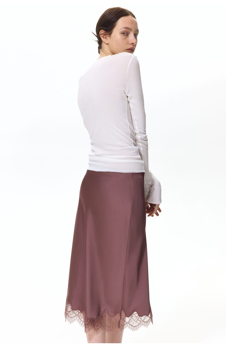 H&M Lace-trimmed Slip Skirt, Alternate, color, Dark Dusty Pink