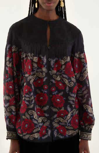 FARM Rio Valentina Floral Cotton Button-Up Shirt