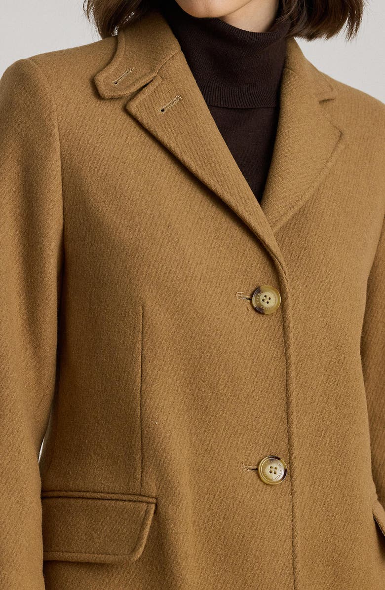 Lauren Ralph Lauren Longline Wool Blend Twill Coat, Alternate, color, Camel