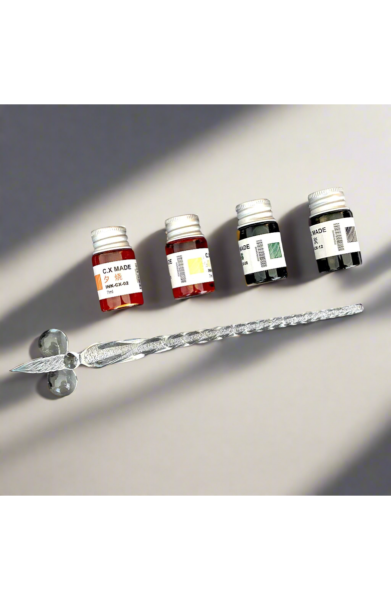 Soothi Hand-Blown Glass Dip Pen Set - Elegant Calligraphy & Writing, Alternate, color, Black