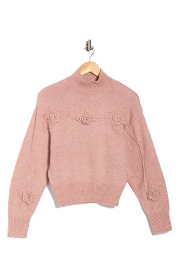 Love By Design Hollyhock Flower Embellished Sweater In Multi