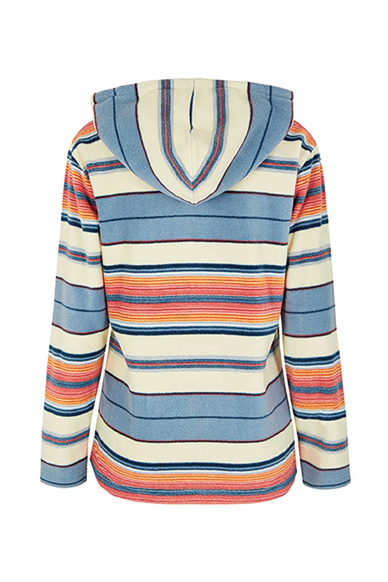 Lana 1/4 Zip Stripe Microfleece Hoodie, Alternate, color, Ecru