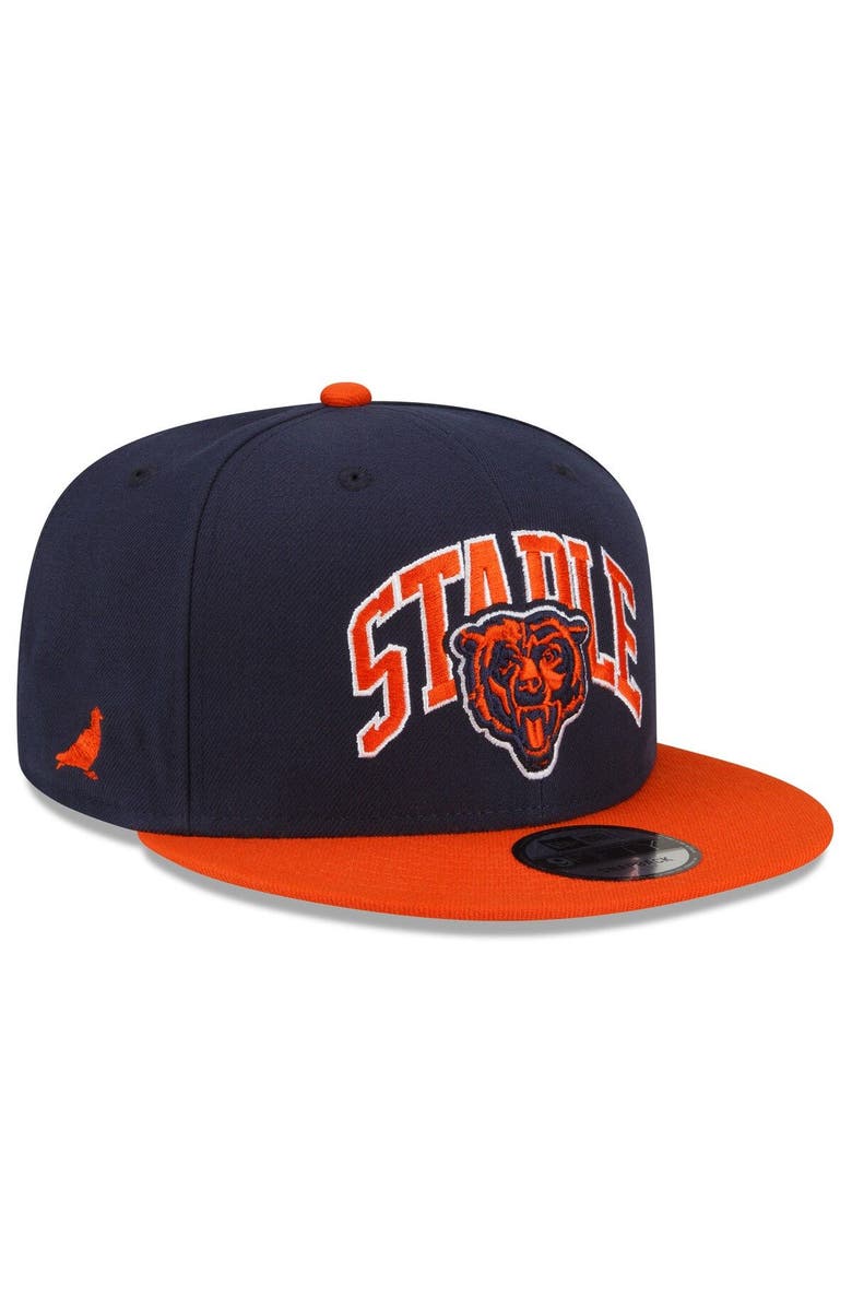 New Era x Staple Men's New Era Navy/Orange Chicago Bears NFL x Staple Collection 9FIFTY Snapback Adjustable Hat, Main, color, 