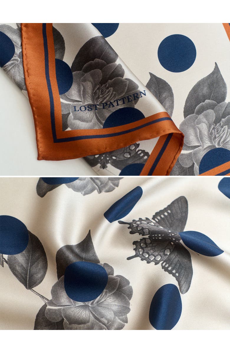 Lost Pattern Noir Floral Silk Pocket Square, Alternate, color, Orange
