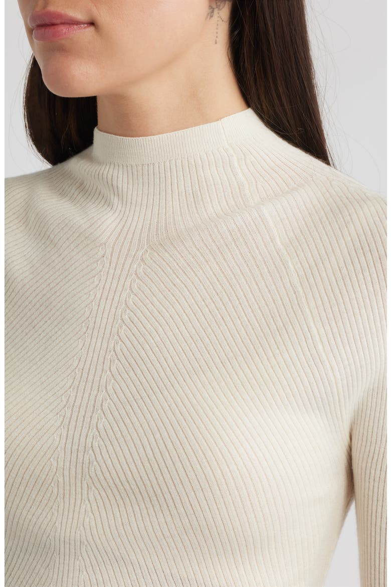 Foliora Virgin Wool Rib Funnel Neck Sweater, Alternate, color, SOFT CREAM