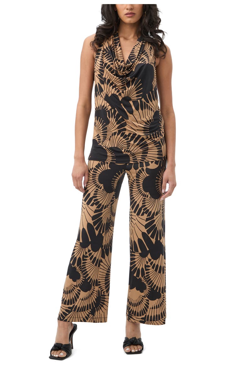 Trina Turk Mosiac Printed Jersey Cowl Neck Top, Alternate, color, Black/Camel