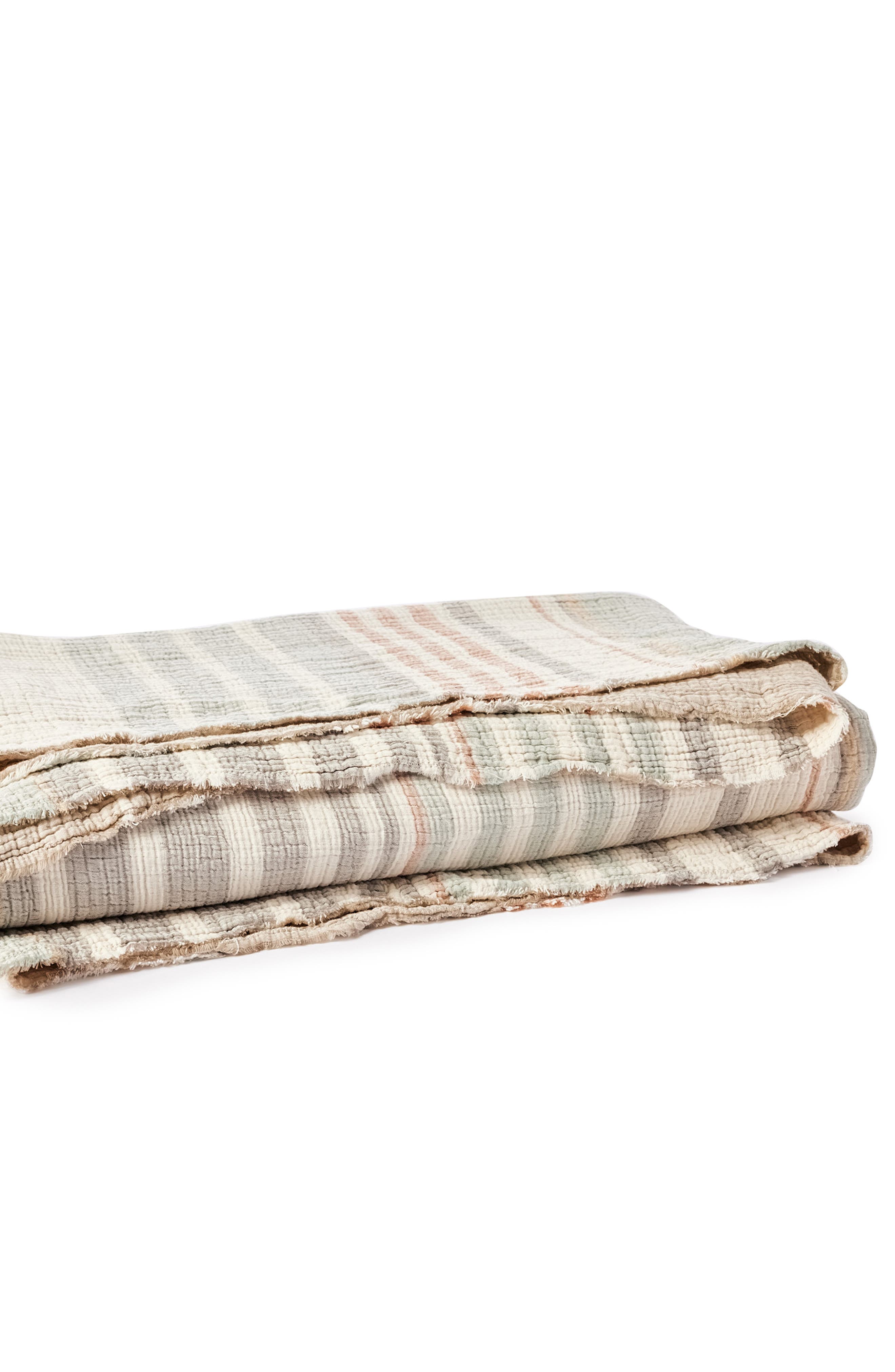 Coyuchi Topanga Organic Cotton Matelassé Bed Blanket in Sunset Stripe 