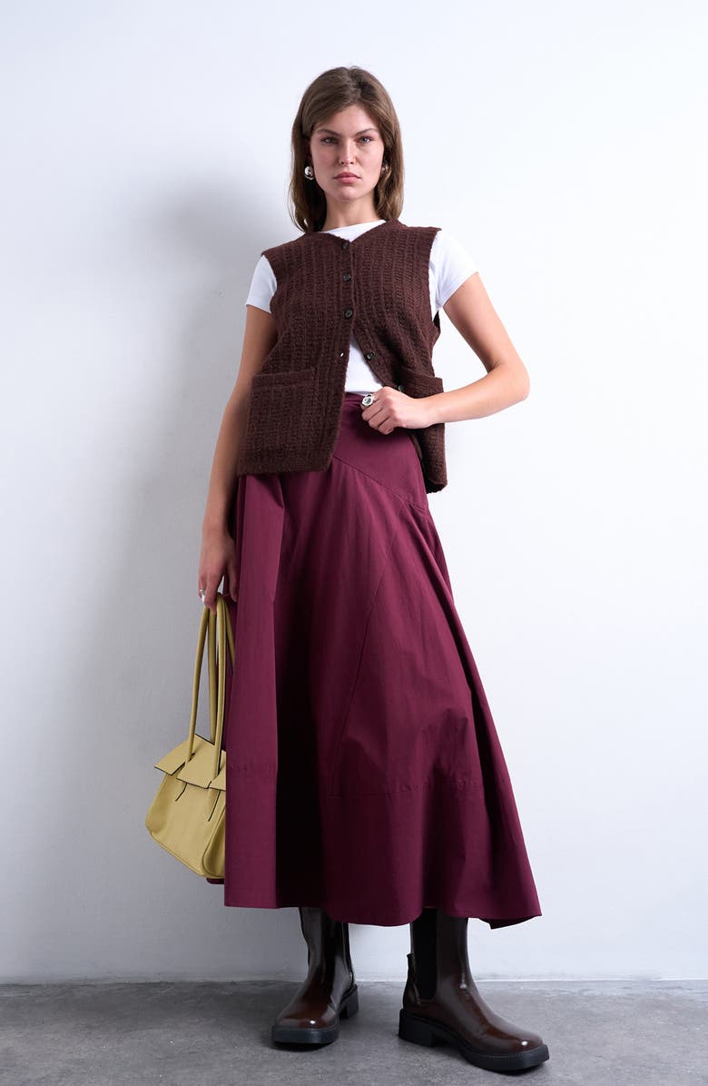 Topshop Stitchy Sweater Vest, Alternate, color, Brown