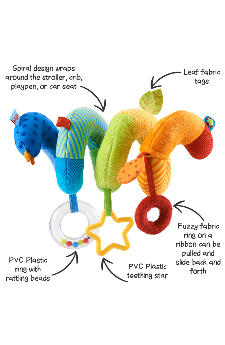 HABA Rainbow Activity Spiral Car Seat Toy and Stroller Toys for Baby 0-6 Months - Baby Travel Toy with Rattle Teething Element and Sensory Activities, Alternate, color, Multi