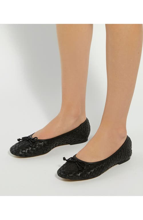 Dune London Heat Leather Ballet Flat In Black