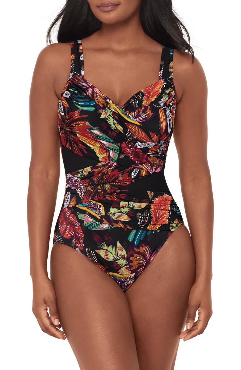 Miraclesuit<sup>®</sup> Pluma Orla Madero One-Piece Swimsuit, Main, color, 