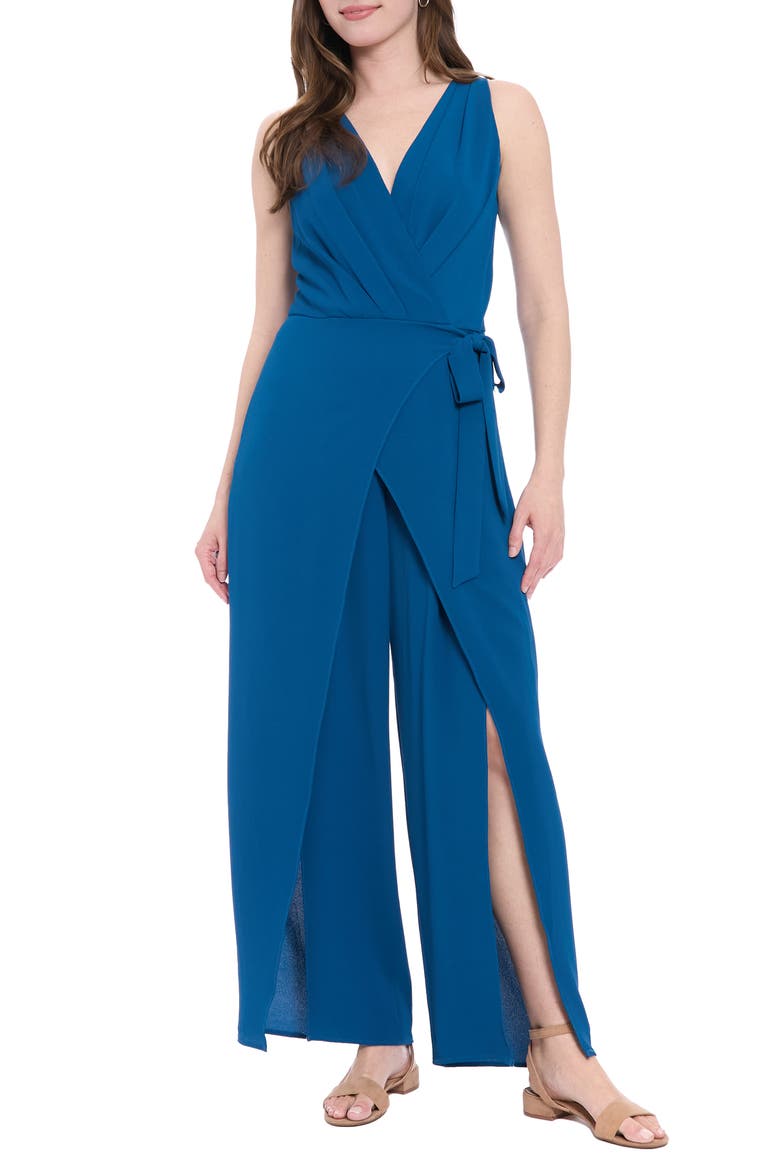 Solid Side Tie Jumpsuit, Main, color, BLUE OPAL