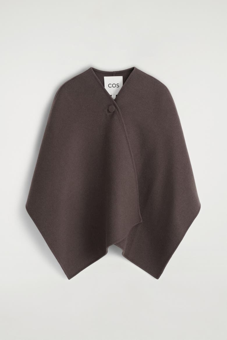Double-faced Wool-blend Cape, Alternate, color, BROWN
