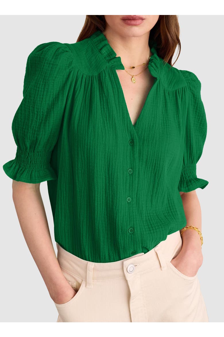 Nolan Organic Cheesecloth Blouse, Alternate, color, Bright Emerald