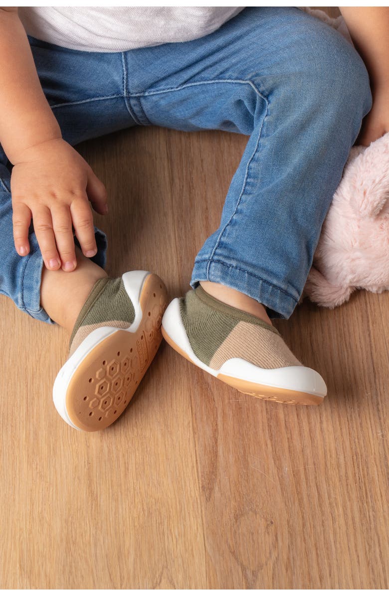 Komuello Toddler Sock Shoes Flat - Color Block Olive, Alternate, color, Color Block Olive