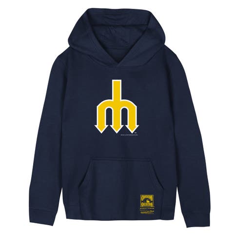 Youth Mitchell & Ness Navy Seattle Mariners Retro Logo Hoodie