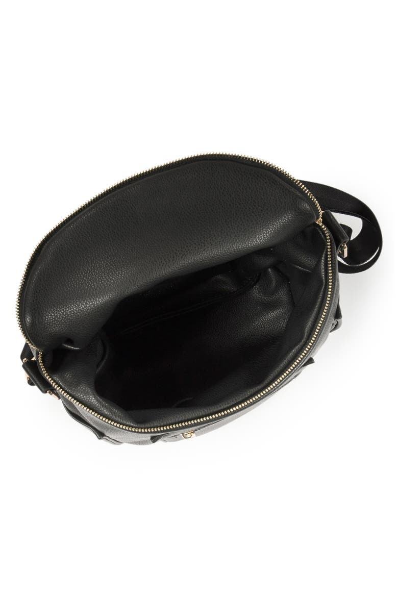The Mini Convertible Water Resistant Faux Leather Diaper Bag, Alternate, color, BLACK